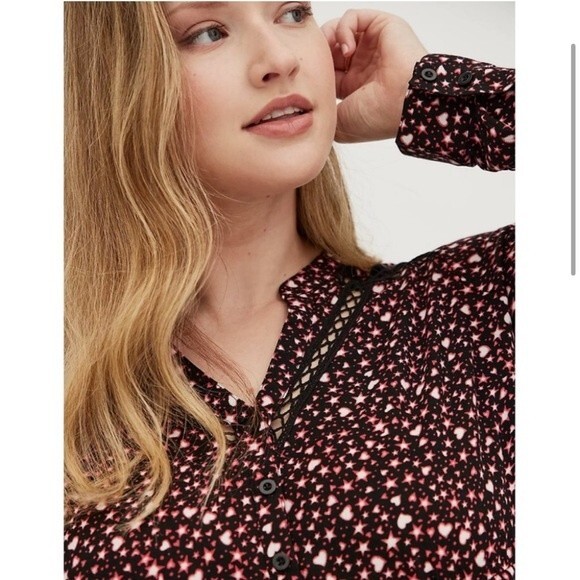 Torrid Emma Babydoll Rayon Slub Lace Trim Tunic Top 6X - Picture 4 of 15